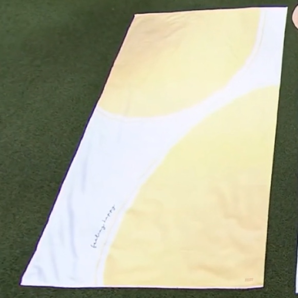 PEACE LOVE WORLD Oversized Beach Printed Towel In Yellow Logo (Feeling H…